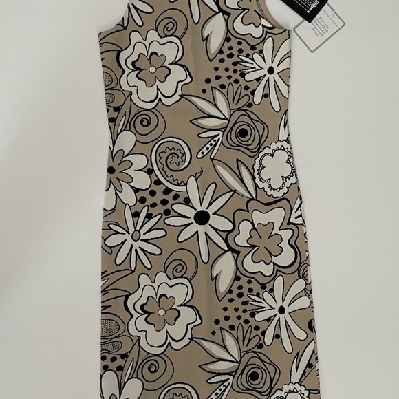 Kwaidan Editions 36 FLORAL JACQUARD PENCIL DRESS IN BEIGE MULTI MIDI - Picture 6 of 13